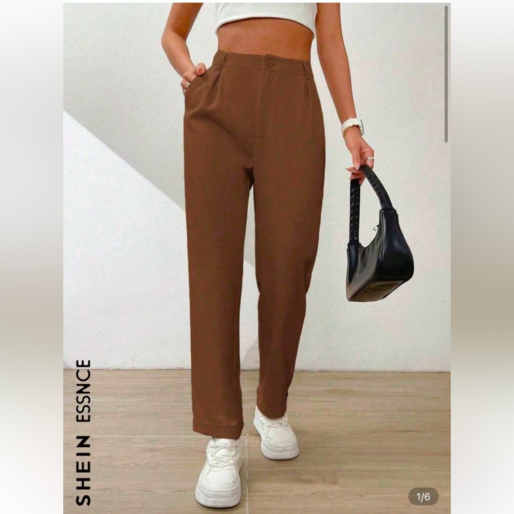 NWT 🔥SHEIN BROWN HIGH WAISTED PANTS🔥 SIZE MEDIUM